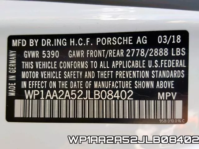 WP1AA2A52JLB08402 фото 2