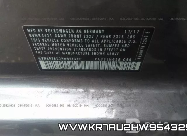 WVWKR7AU2HW954329 фото 10