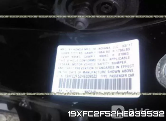 19XFC2F52HE039532 фото 10