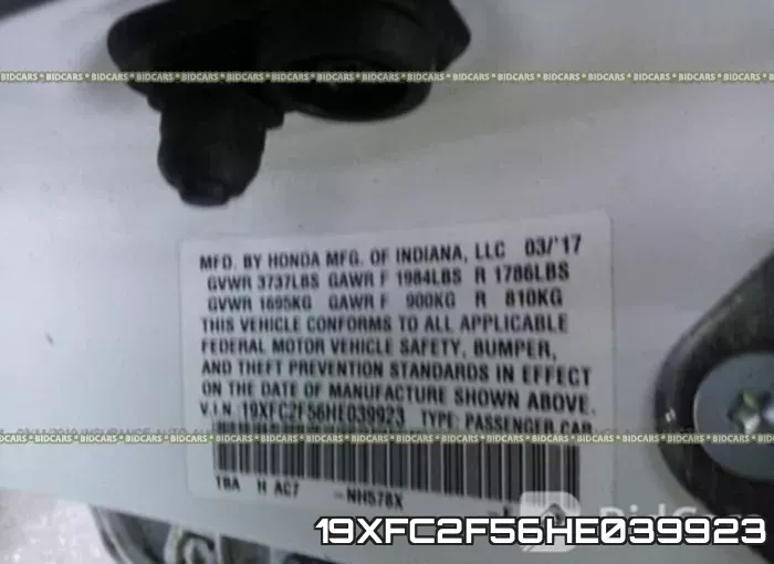19XFC2F56HE039923 фото 10