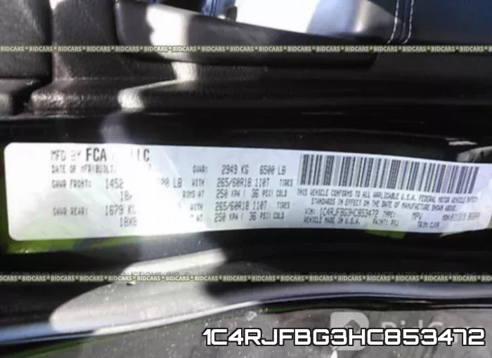 1C4RJFBG3HC853472 фото 10