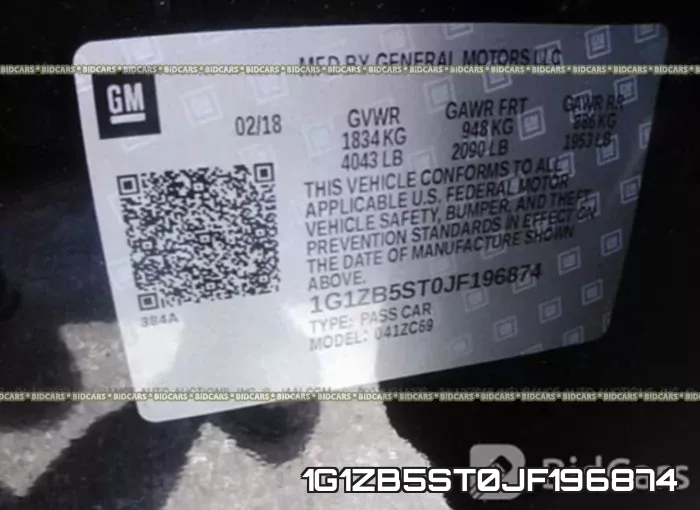 1G1ZB5ST0JF196874 фото 10