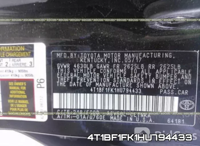 4T1BF1FK1HU794433 фото 10