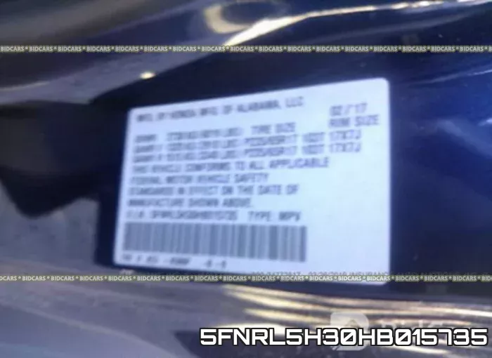 5FNRL5H30HB015735 фото 10