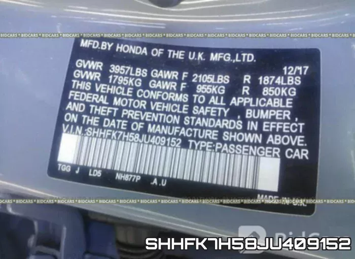 SHHFK7H58JU409152 фото 10