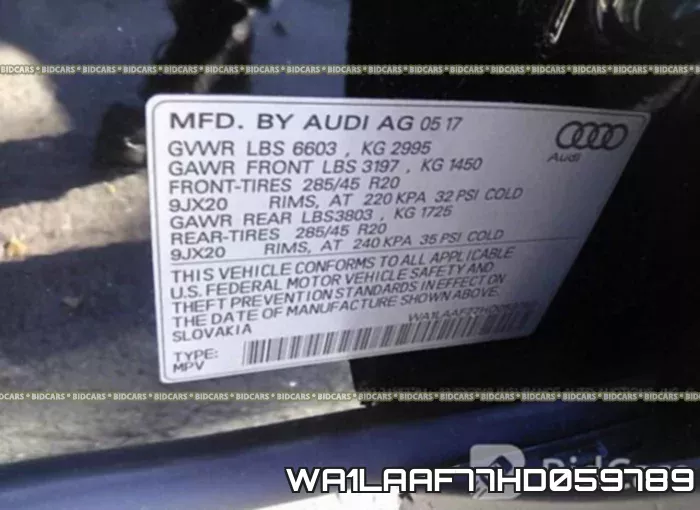 WA1LAAF77HD059789 фото 10