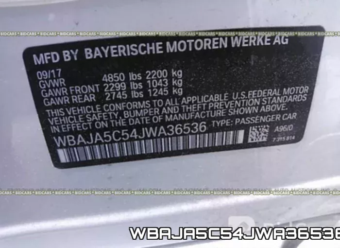 WBAJA5C54JWA36536 фото 10