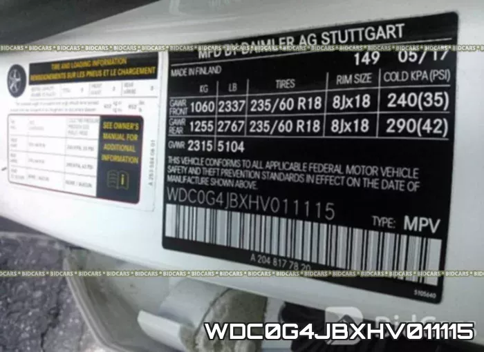 WDC0G4JBXHV011115 фото 10