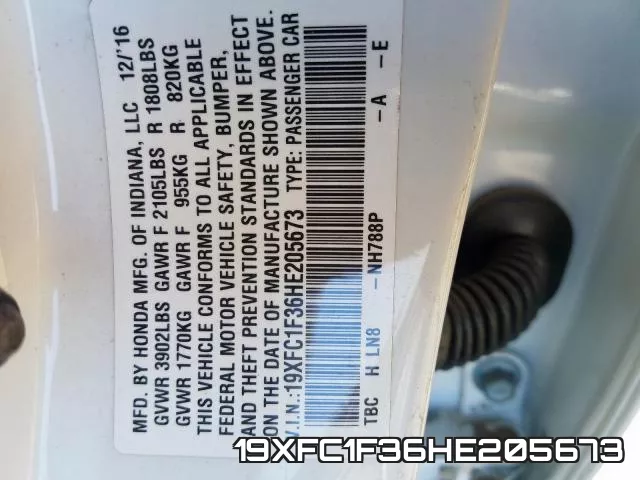 19XFC1F36HE205673 фото 2