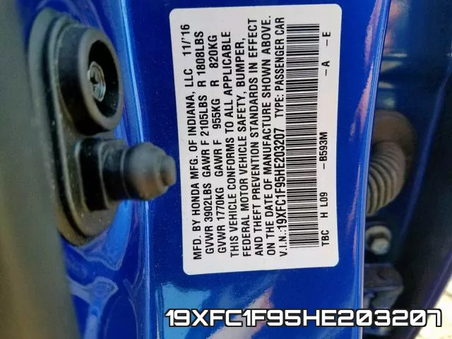 19XFC1F95HE203207 фото 2