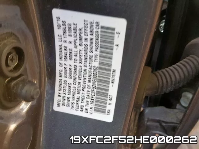 19XFC2F52HE000262 фото 2