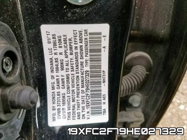 19XFC2F79HE027329 фото 2