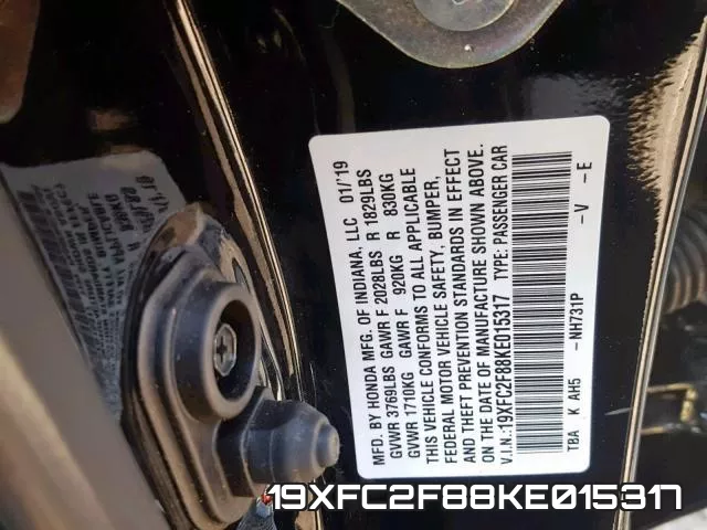 19XFC2F88KE015317 фото 2