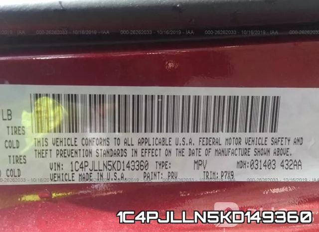 1C4PJLLN5KD149360 фото 10