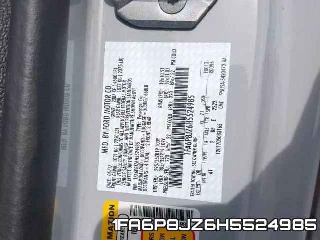 1FA6P8JZ6H5524985 фото 2