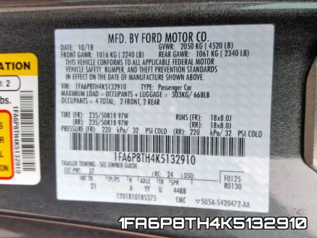 1FA6P8TH4K5132910 фото 2
