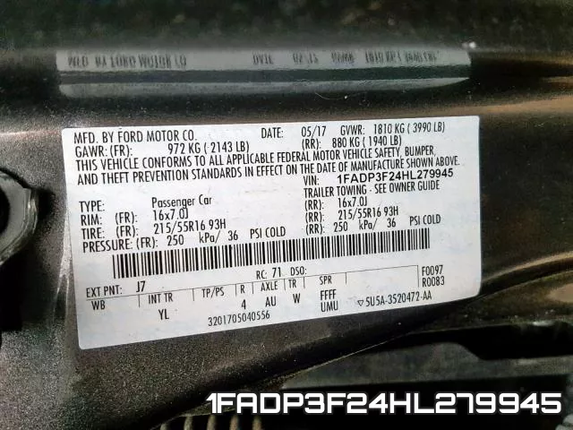1FADP3F24HL279945 фото 2