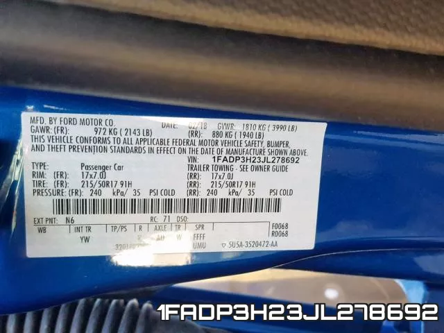 1FADP3H23JL278692 фото 2