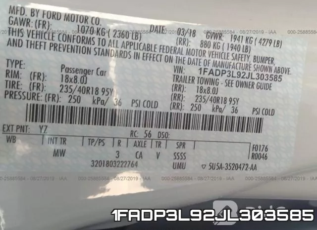 1FADP3L92JL303585 фото 10