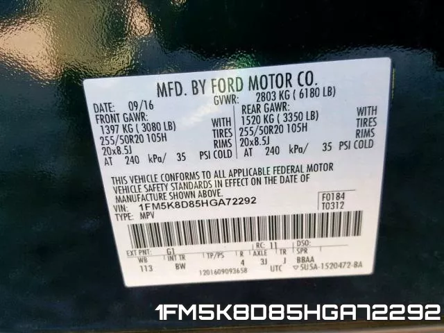 1FM5K8D85HGA72292 фото 2