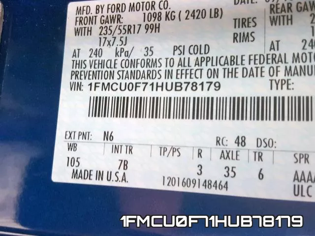 1FMCU0F71HUB78179 фото 2