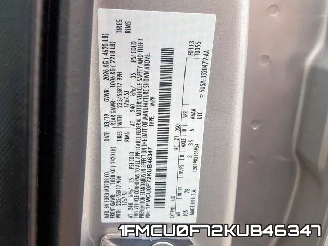 1FMCU0F72KUB46347 фото 2