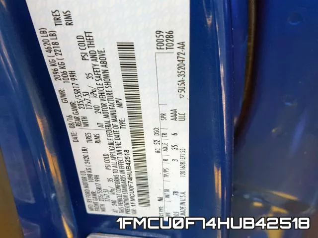 1FMCU0F74HUB42518 фото 2