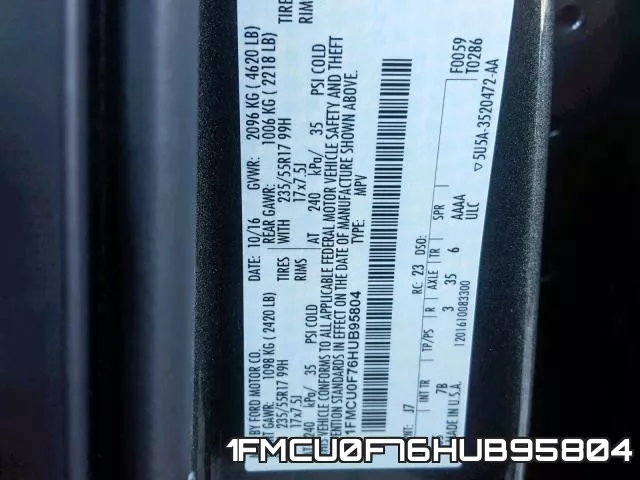 1FMCU0F76HUB95804 фото 2