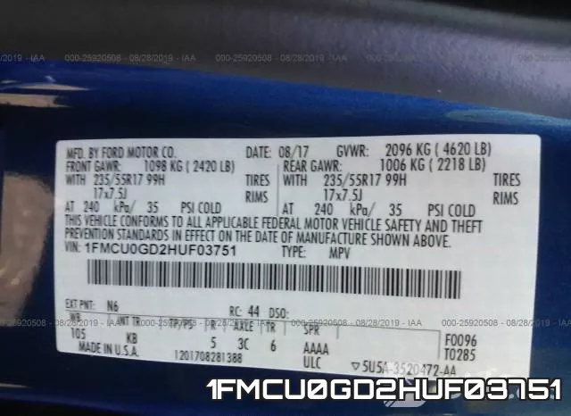 1FMCU0GD2HUF03751 фото 10