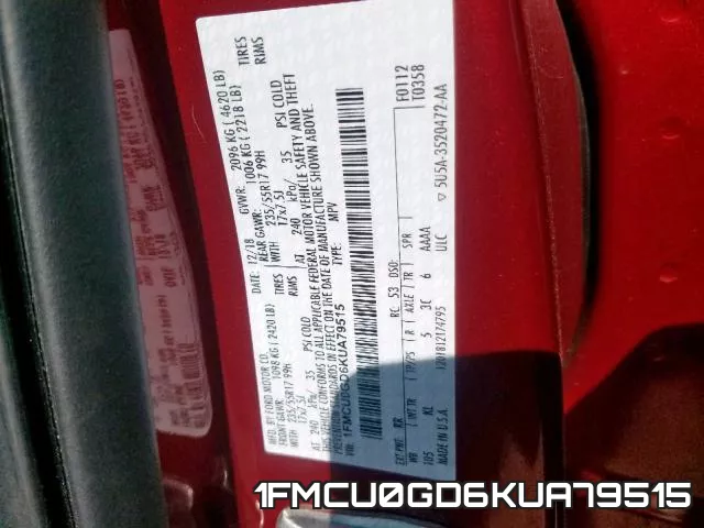 1FMCU0GD6KUA79515 фото 2