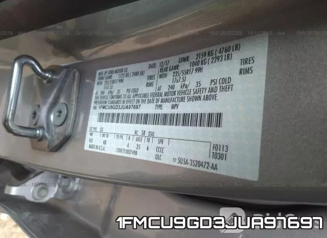1FMCU9GD3JUA97697 фото 8