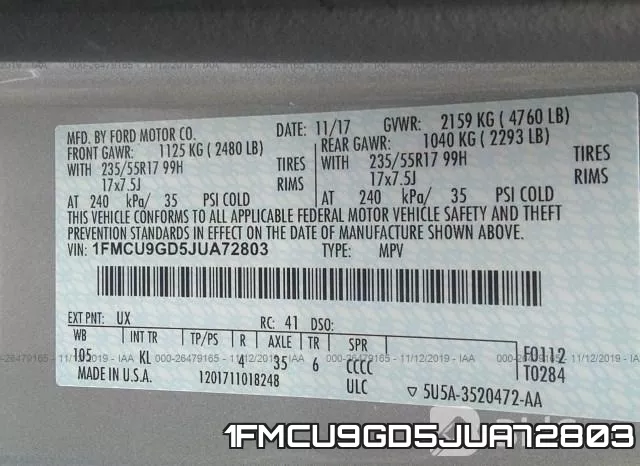 1FMCU9GD5JUA72803 фото 10