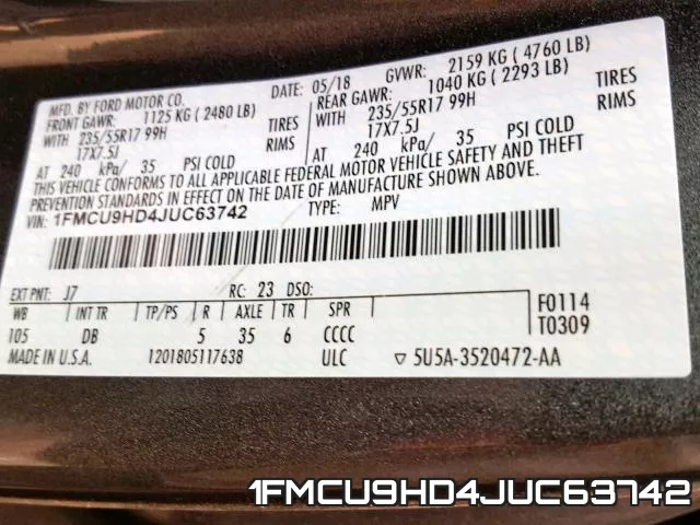 1FMCU9HD4JUC63742 фото 2