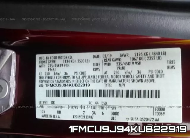 1FMCU9J94KUB22919 фото 10