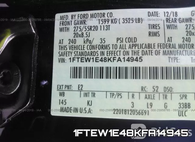 1FTEW1E48KFA14945 фото 10