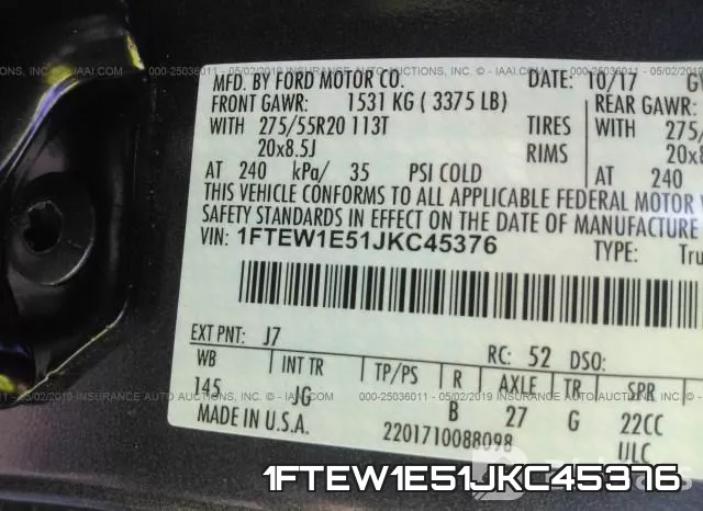 1FTEW1E51JKC45376 фото 10