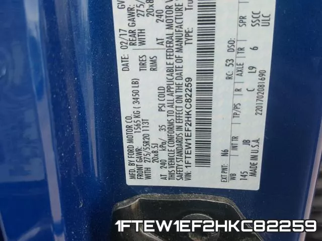 1FTEW1EF2HKC82259 фото 2