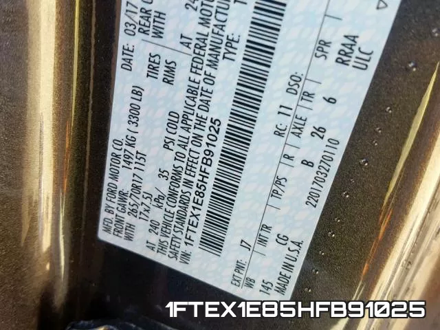 1FTEX1E85HFB91025 фото 2