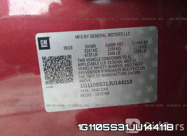 1G1105S31JU144118 фото 9