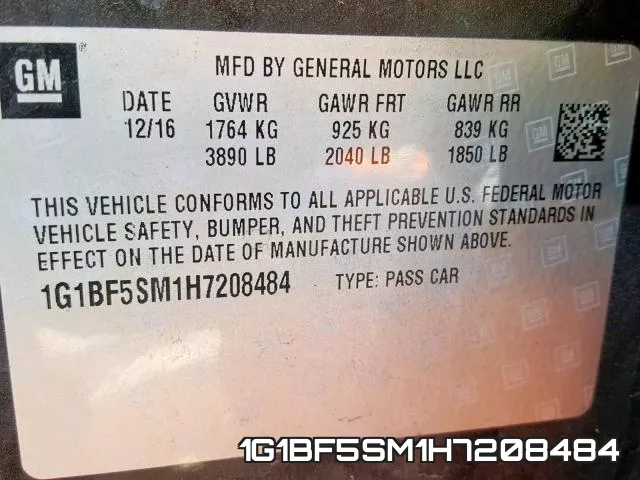 1G1BF5SM1H7208484 фото 2