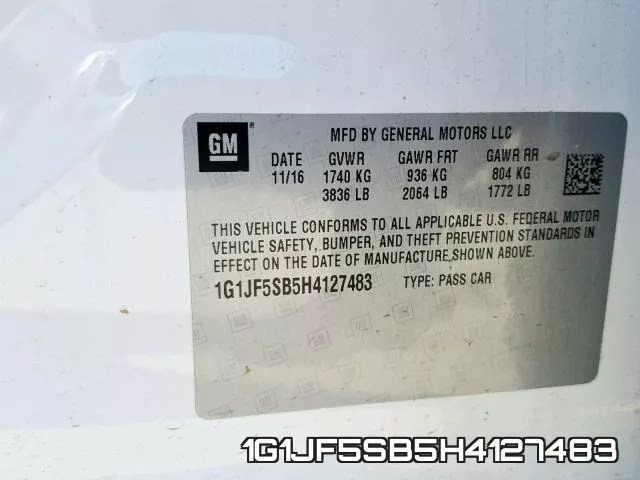 1G1JF5SB5H4127483 фото 2