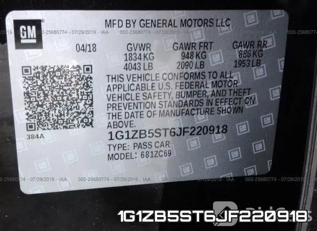 1G1ZB5ST6JF220918 фото 10