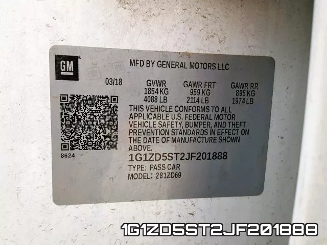 1G1ZD5ST2JF201888 фото 2