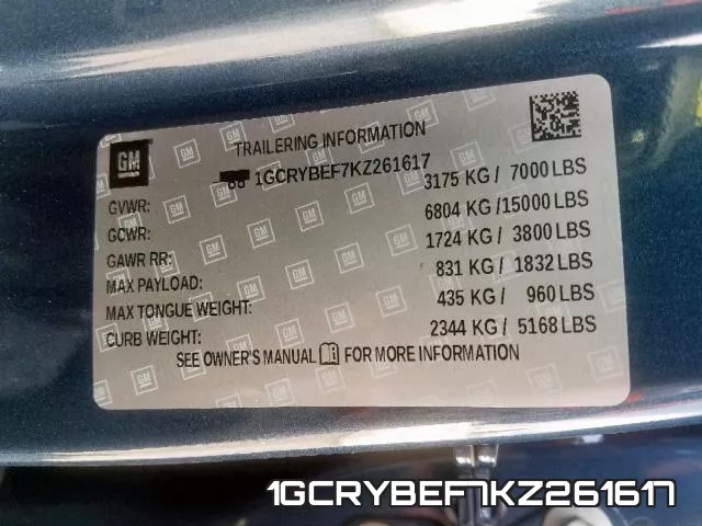 1GCRYBEF7KZ261617 фото 2