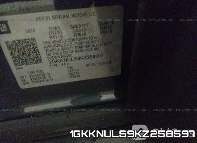 1GKKNULS9KZ258597 фото 10