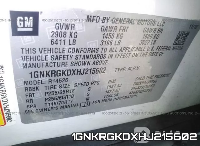 1GNKRGKDXHJ215602 фото 10