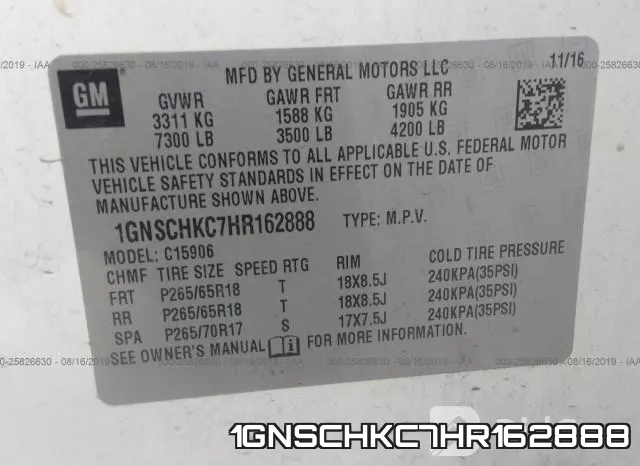 1GNSCHKC7HR162888 фото 10