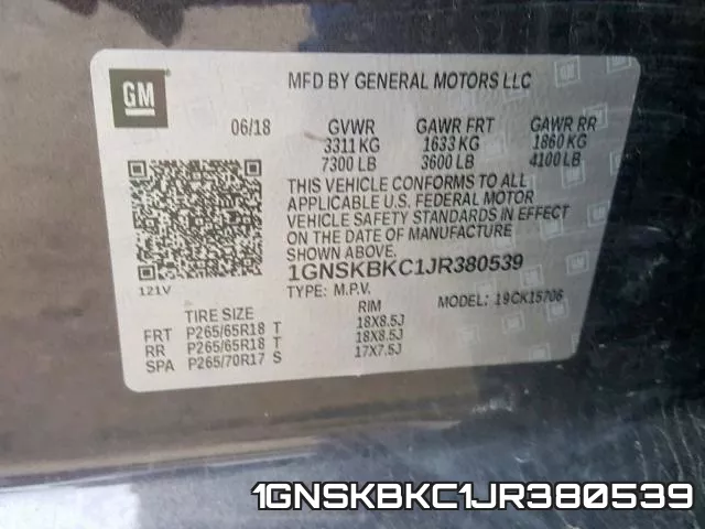 1GNSKBKC1JR380539 фото 2