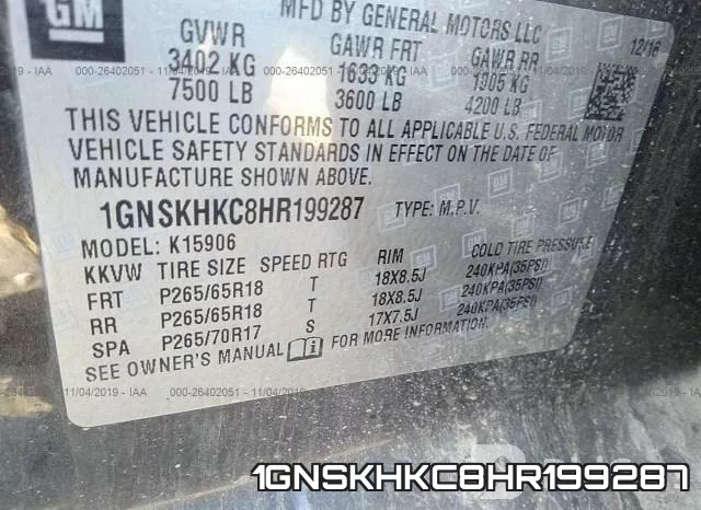 1GNSKHKC8HR199287 фото 10