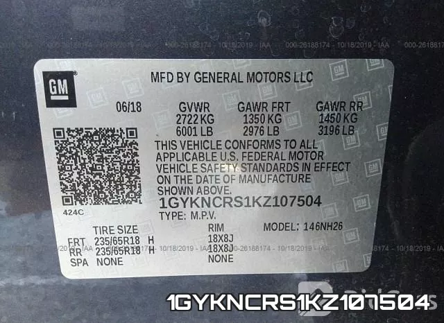 1GYKNCRS1KZ107504 фото 10